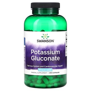 Swanson, Potassium Gluconate, 99 mg, 250 Capsules