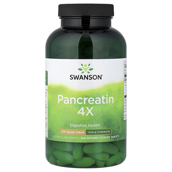 Pancreatin 4X, 375 mg, 300 Enteric-Coated Tablets