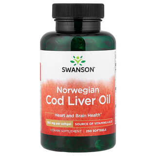 Swanson Vitamins, Жир печени норвежской трески, 350 мг, 250 мягких таблеток