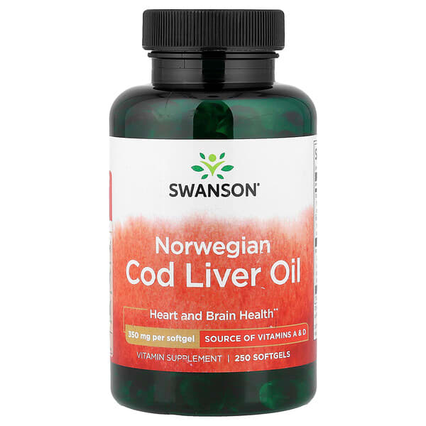 Swanson Vitamins, 挪威鱈魚肝油，350 微克，250 粒軟凝膠