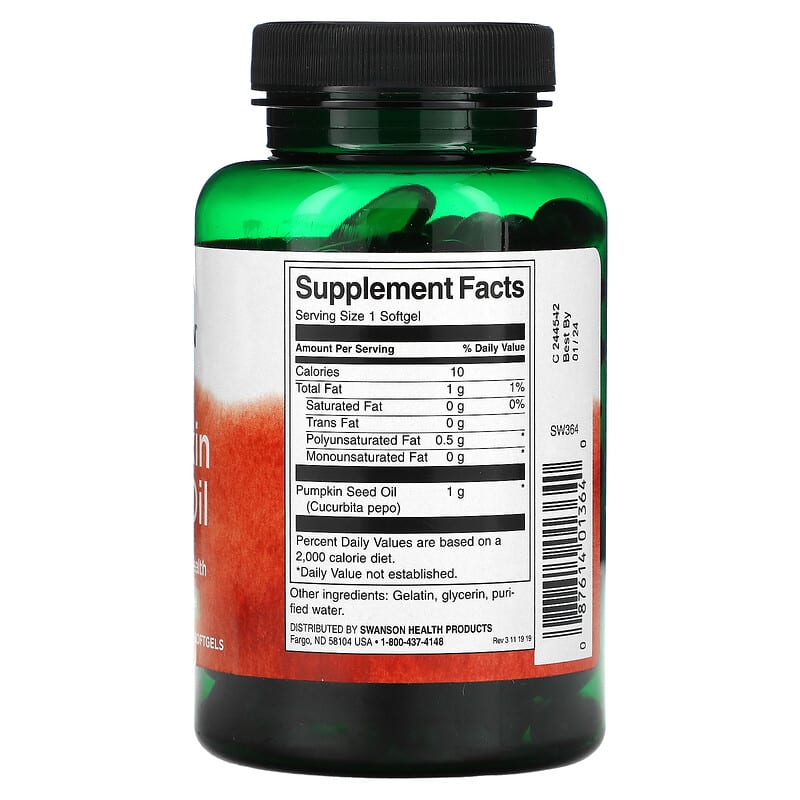 Pumpkin Seed Oil, 1,000 mg, 100 Softgels