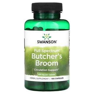 Swanson, Butcher's Broom, полный спектр, 470 мг, 100 капсул