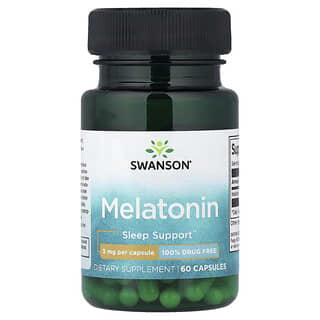 Swanson, Melatonina, 3 mg, 60 cápsulas