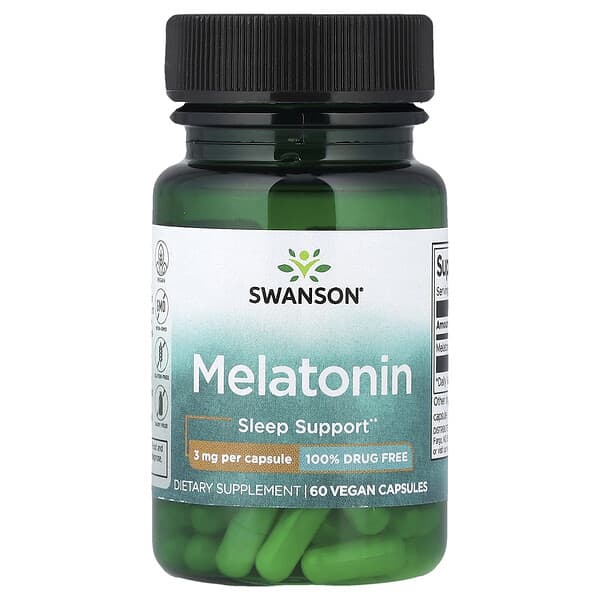Swanson Melatonin, 3 mg, 60 Capsules