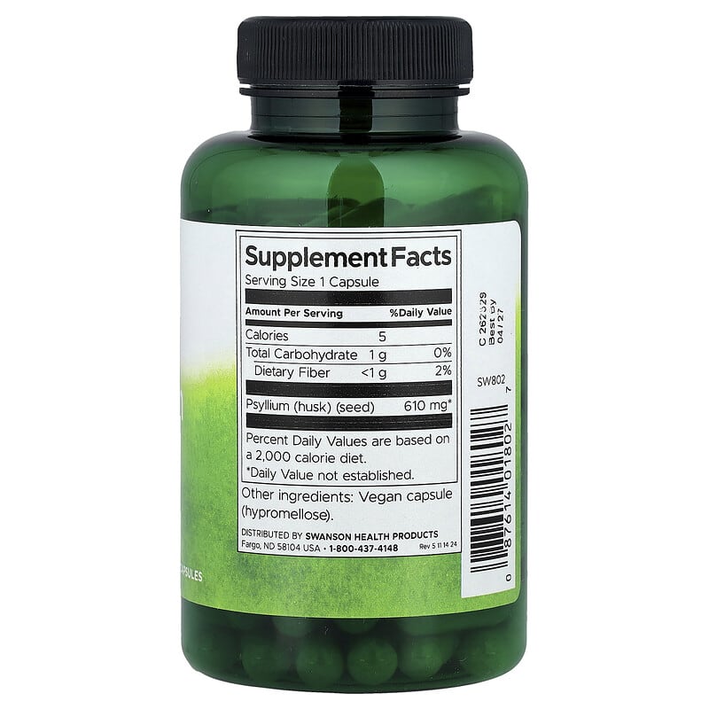 Psyllium Husks, 610 mg, 100 Vegan Capsules