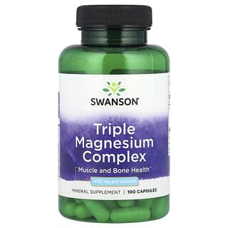 Swanson, Complejo triple de magnesio, 400 mg, 100 cápsulas