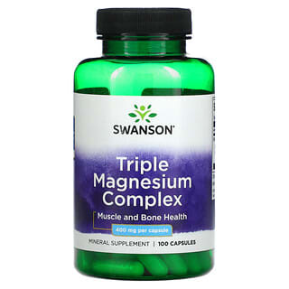 Swanson, Complejo triple de magnesio, 400 mg, 100 cápsulas