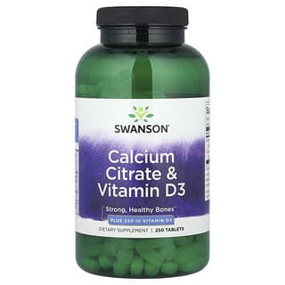 Swanson, Citrate de calcium et vitamine D, 250 comprimés