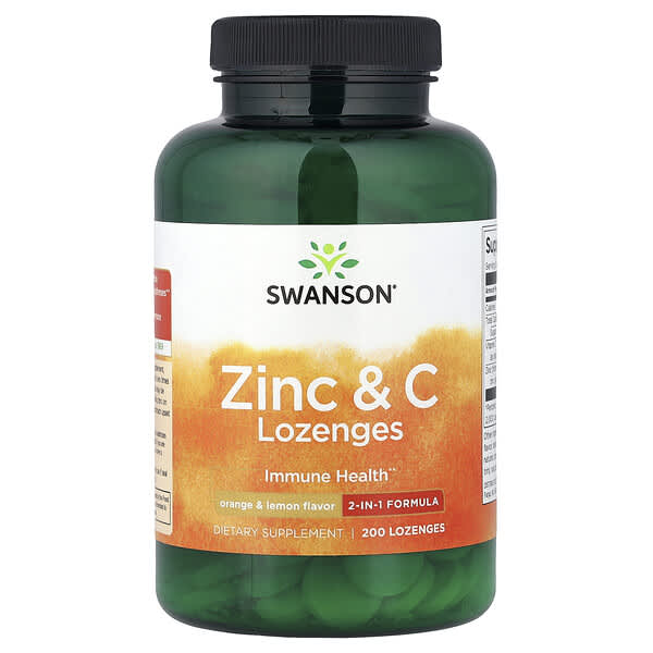 Swanson Zinc & C Lozenges, Orange & Lemon, 200 Lozenges