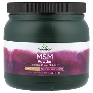 Swanson, MSM Powder, MSM-Pulver, fertig gemischt und geschmacksneutral, 454 g (1 lb.)