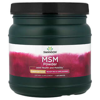 Swanson Vitamins, MSM Powder, MSM-Pulver, fertig gemischt und geschmacksneutral, 454 g (1 lb.)