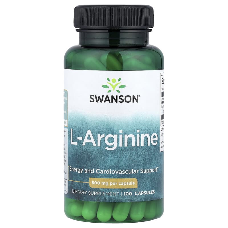L-Arginine Swanson 500 Mg - Boîte De 100 Gélules - Fabriqué Aux États-Unis