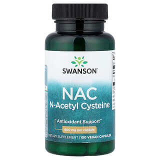 Swanson Vitamins（スワンソンビタミンズ）, NAC（N-アセチル-L-システイン）、600mg、ヴィーガンカプセル100粒