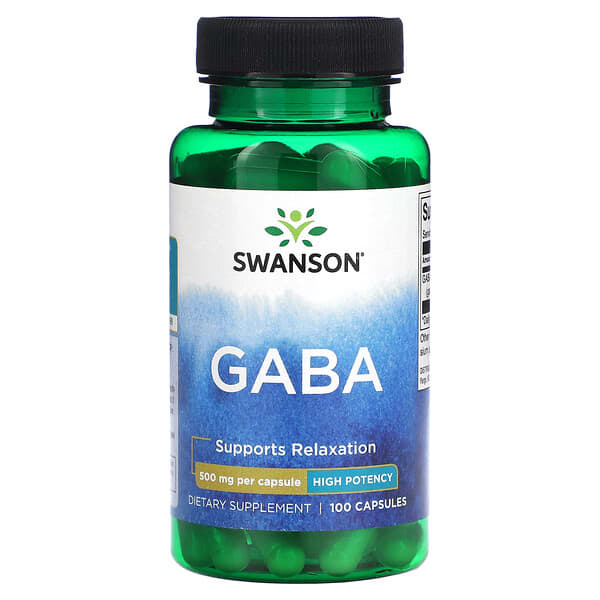 Swanson, GABA、高濃度、500mg、カプセル100粒