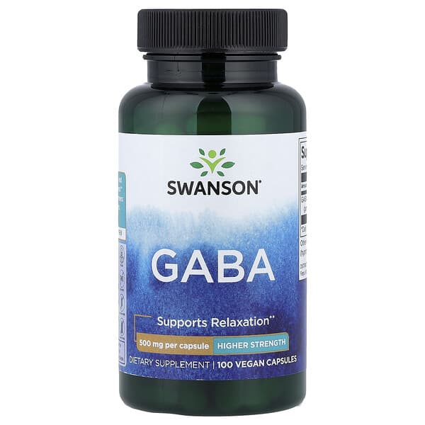 Swanson GABA, 500 mg, 100 Vegan Capsules