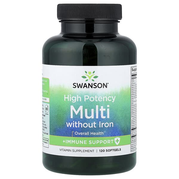 Swanson Multi without Iron + Immune Support, High Potency, 120 Softgels