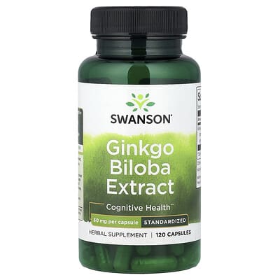 Swanson, Ginkgo Biloba Extract, Standardised, 60 mg, 120 Capsules