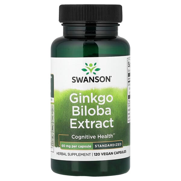 Swanson Vitamins, Ginkgo Biloba Extract, Standardized, 60 mg, 120 Vegan Capsules — product photo 1