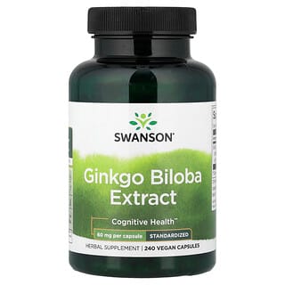 Swanson Vitamins, Ginkgo Biloba Extract, Standardized, 60 mg, 240 Capsules