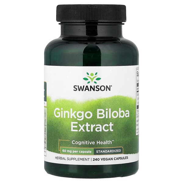 Swanson Vitamins, Ginkgo Biloba Extract, Standardized, 60 mg, 240 Capsules — product photo 1