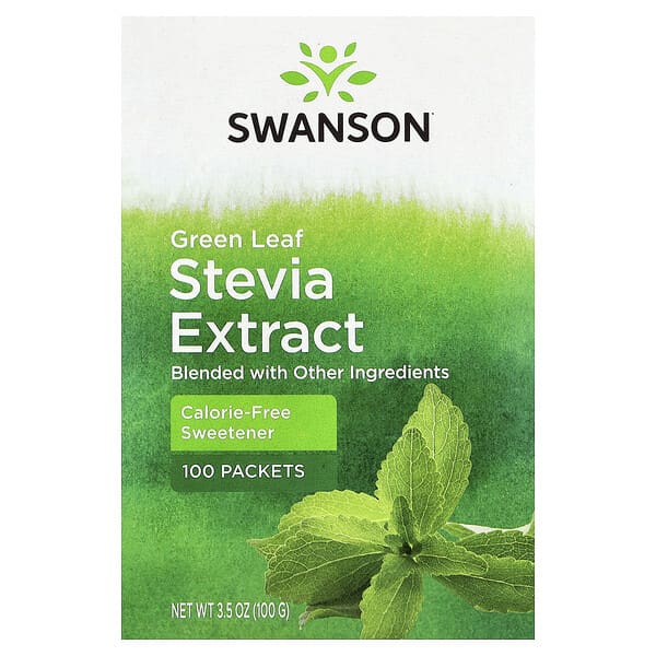 Swanson, Green Leaf Stevia Extract, 100 Packets