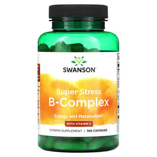 Swanson, Super Stress, Complexo B, Com Vitamina C, 100 Cápsulas