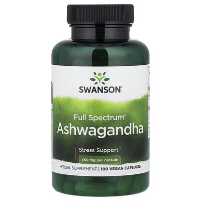Swanson Vitamins, Full Spectrum® Ashwagandha, 450 mg, 100 Vegan Capsules Swanson Vitamins, Full Spectrum® Ashwagandha, 450 mg, 100 Vegan Capsules