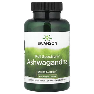 Swanson, Full Spectrum® Ashwagandha, 100 Vegan Capsules  (450 mg per Capsule)
