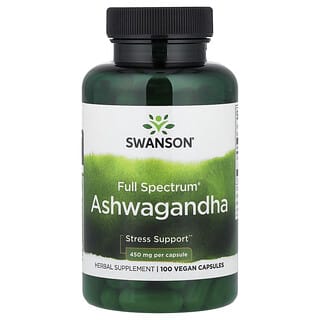 Swanson Vitamins, Full Spectrum®（フルスペクトラム）アシュワガンダ、ヴィーガンカプセル100粒（1粒あたり450mg）