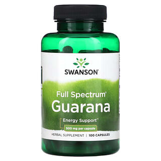 Swanson, Guaraná de espectro completo, 500 mg, 100 cápsulas