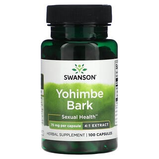 Swanson, Yohimbe Bark, 75 mg, 100 Capsules