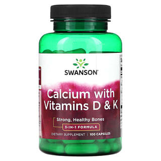 Swanson, Calcio con vitaminas D y K`` 100 cápsulas