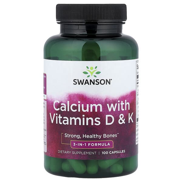 Calcium with Vitamins D & K, 100 Capsules