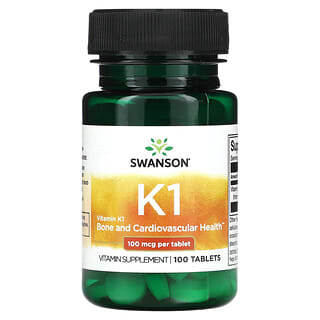 Swanson, Vitamina K1, 100 mcg, 100 comprimidos