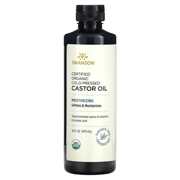 Swanson, Certified Organic Cold-Pressed Castor Oil, 16 fl oz (473 ml)
