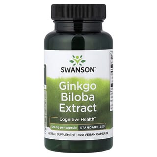 Swanson, Extracto de Ginkgo biloba, 120 mg, 100 cápsulas de cápsulas vegetales