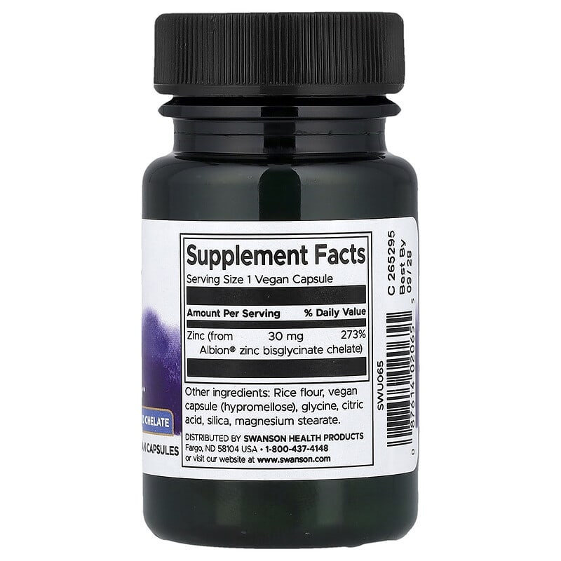 Albion®（アルビオン）亜鉛、30mg、ヴィーガンカプセル90粒
