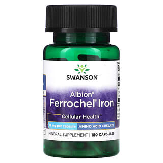 Swanson, Albion, Ferro Ferrochel, 18 mg, 180 Cápsulas
