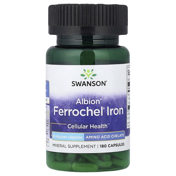 Albion®, Ferrochel® Iron, 18 mg, 180 Capsules