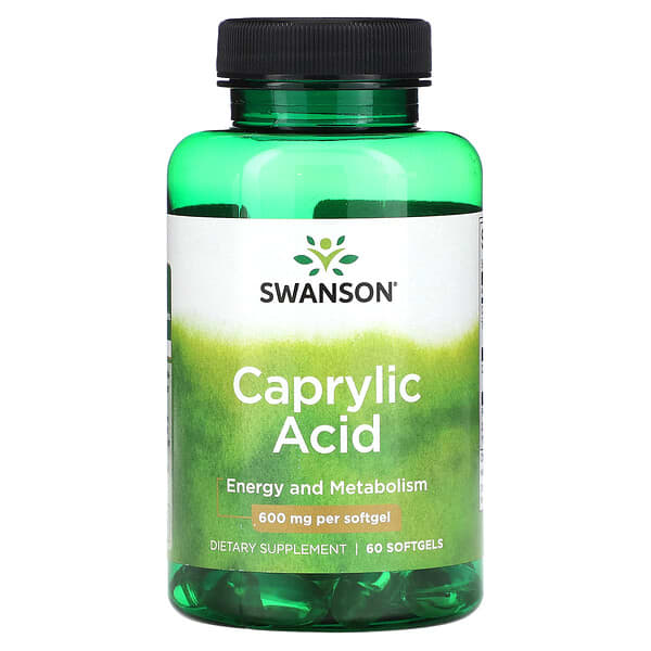 Swanson, Caprylic Acid, 600 Mg, 60 Softgels