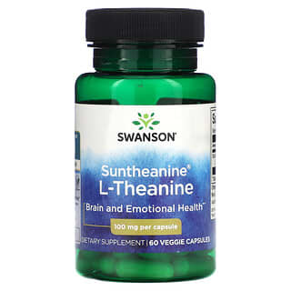 Swanson, Suntheanine L-teanina, 100 mg, 60 capsule vegetali