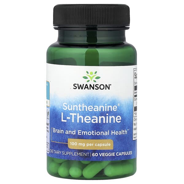 Swanson Suntheanine® L-Theanine, 100 mg, 60 Veggie Capsules