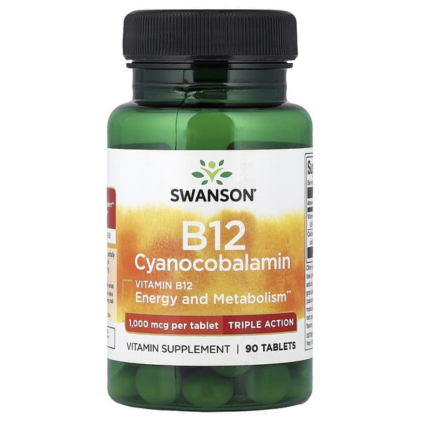 Swanson, 維生素 B12 氰鈷胺素，三重功效，90 片