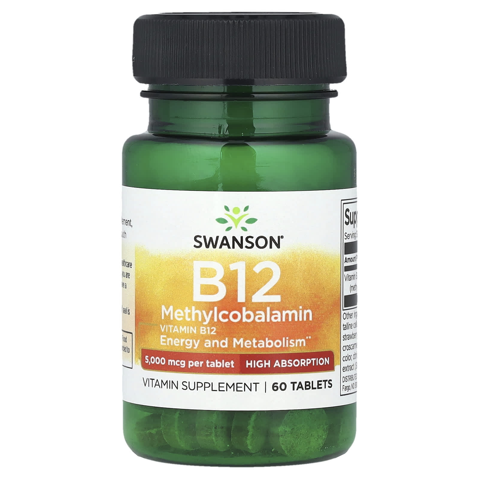 Swanson, Vitamin B12 (Methylcobalamin), 5,000 Mcg, 60 Tablets