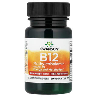 Swanson Vitamins, Vitamín B12 (methylkobalamin), 5 000 mcg, 60 tablet