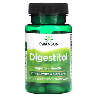 Swanson, Digestitol con enzimas y Bioperina, 60 cápsulas