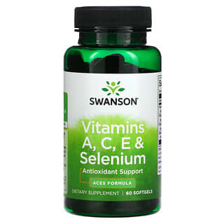 Swanson (سوانسون)‏, فيتامين أ ، وفيتامين جـ ، وفيتامين هـ ، والسيلينيوم ، 60 كبسولة هلامية