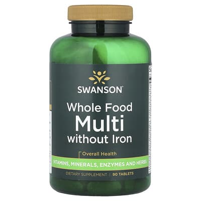Swanson, Whole Food Multi-Nutrient, Iron Free, 90 Tablets