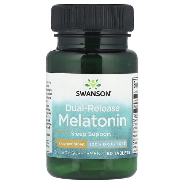 Swanson Melatonin, Dual-Release, 3 mg, 60 Tablets