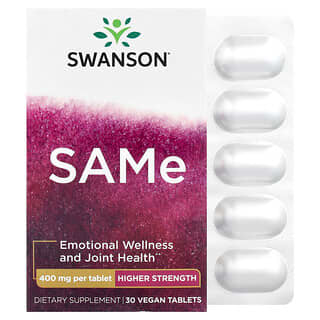 Swanson Vitamins, SAMe, 400 mg, 30 веган таблетки
